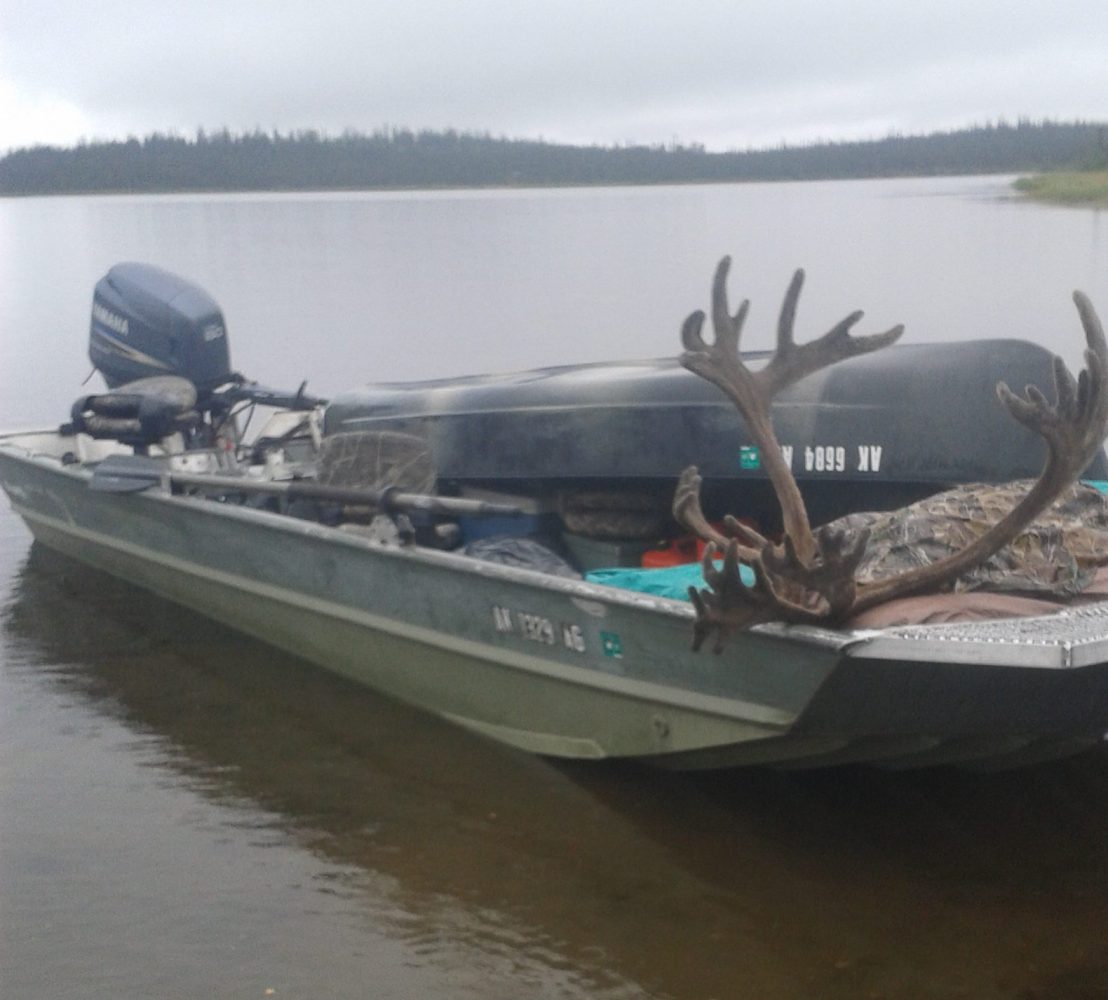 Wetlander slick coating on jonboat in Alaska caribou hunt